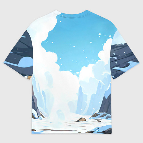 Мужская футболка оверсайз Пингвин в Антарктиде / 3D-принт – фото 2