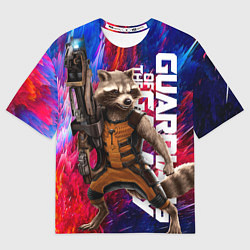 Футболка оверсайз мужская Стражи галактики - Ракета, цвет: 3D-принт
