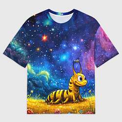 Мужская футболка оверсайз Гусеничка в космосе