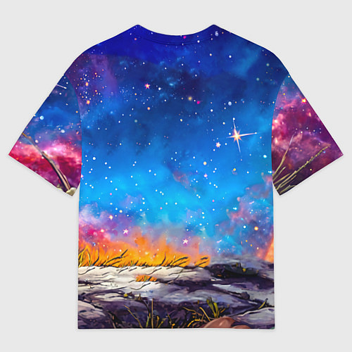 Мужская футболка оверсайз Ящерица в космосе / 3D-принт – фото 2