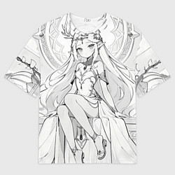 Футболка оверсайз мужская Эльфийка рисунок карандашом, цвет: 3D-принт