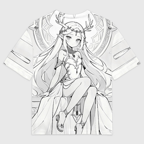 Мужская футболка оверсайз Эльфийка рисунок карандашом / 3D-принт – фото 2