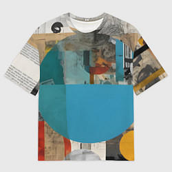 Футболка оверсайз мужская Абстрактный ретро коллаж, цвет: 3D-принт