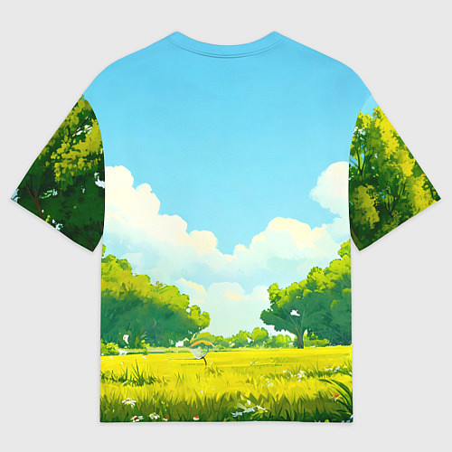 Мужская футболка оверсайз Аист в лесу / 3D-принт – фото 2