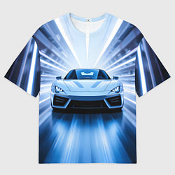 Мужская футболка оверсайз Спорткар на скорости