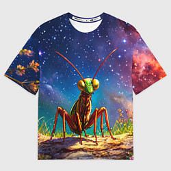 Мужская футболка оверсайз Богомол и звездное небо