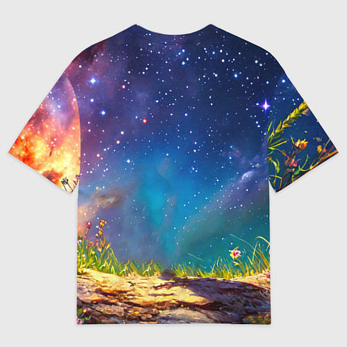 Мужская футболка оверсайз Богомол и звездное небо / 3D-принт – фото 2