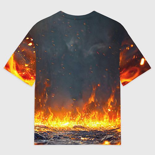 Мужская футболка оверсайз Пингвин в огне / 3D-принт – фото 2