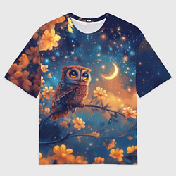 Футболка оверсайз мужская Сова на ветке, цвет: 3D-принт