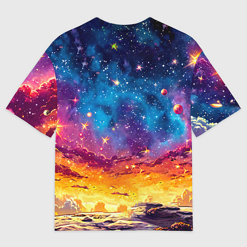 Мужская футболка оверсайз Пингвин в космосе / 3D-принт – фото 2