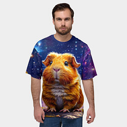 Футболка оверсайз мужская Морская свинка в космосе, цвет: 3D-принт — фото 2