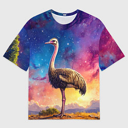 Мужская футболка оверсайз Страус и звездное небо