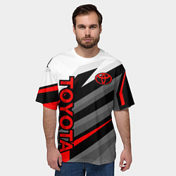 Футболка оверсайз мужская Toyota - белый и красный, цвет: 3D-принт — фото 2