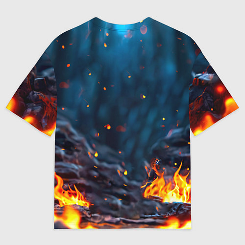 Мужская футболка оверсайз Песец в огне / 3D-принт – фото 2