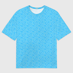 Футболка оверсайз мужская Неоновый голубой лазурный однотонный текстура, цвет: 3D-принт