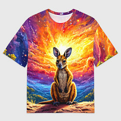 Мужская футболка оверсайз Кенгуру в космосе