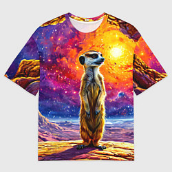 Мужская футболка оверсайз Сурикат и космическое небо