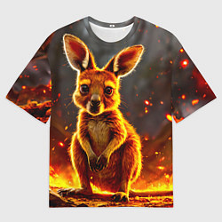 Футболка оверсайз мужская Кенгуру в огне, цвет: 3D-принт