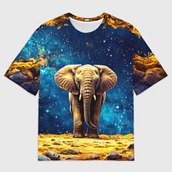 Мужская футболка оверсайз Слон и космическое небо