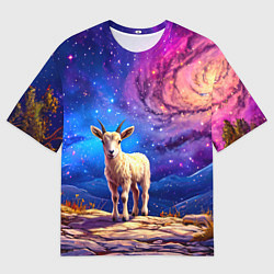 Мужская футболка оверсайз Козлик на звездом небе