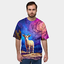 Футболка оверсайз мужская Козлик на звездом небе, цвет: 3D-принт — фото 2
