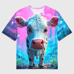 Футболка оверсайз мужская Коровка в сказочном лесу, цвет: 3D-принт