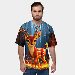 Футболка оверсайз мужская Олененок в огне, цвет: 3D-принт — фото 2