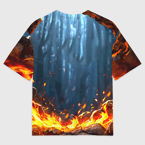 Мужская футболка оверсайз Олененок в огне / 3D-принт – фото 2