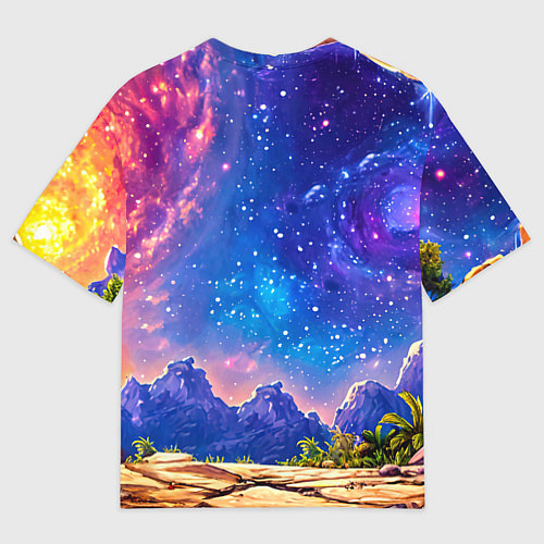 Мужская футболка оверсайз Диплодок звездной ночью / 3D-принт – фото 2