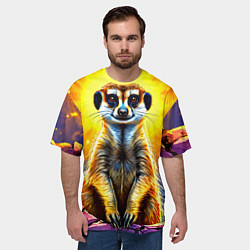 Футболка оверсайз мужская Сурикат в яркиз лучах солнца, цвет: 3D-принт — фото 2