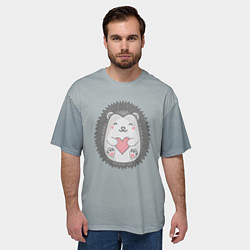 Футболка оверсайз мужская Ёжик с сердечком, цвет: 3D-принт — фото 2