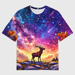 Мужская футболка оверсайз Лось и звездное небо