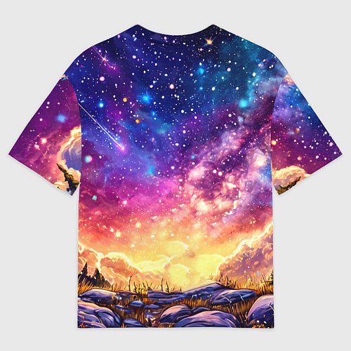 Мужская футболка оверсайз Лось и звездное небо / 3D-принт – фото 2