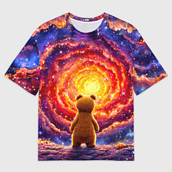 Мужская футболка оверсайз Медвежонок смотрит в космос