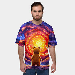 Футболка оверсайз мужская Медвежонок смотрит в космос, цвет: 3D-принт — фото 2