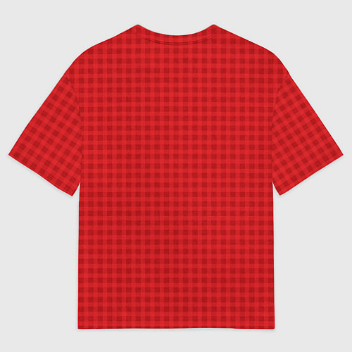 Мужская футболка оверсайз Сочный красный паттерн полосы клетка / 3D-принт – фото 2