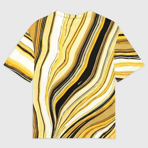 Мужская футболка оверсайз Волнистые вертикальные чёрно-жёлтые полосы / 3D-принт – фото 2