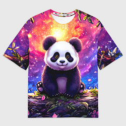 Футболка оверсайз мужская Панда и космическое небо, цвет: 3D-принт