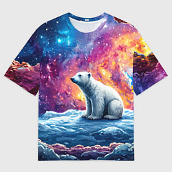 Футболка оверсайз мужская Белый медведь и звездное небо, цвет: 3D-принт