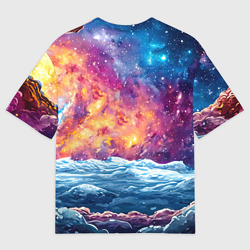 Мужская футболка оверсайз Белый медведь и звездное небо / 3D-принт – фото 2
