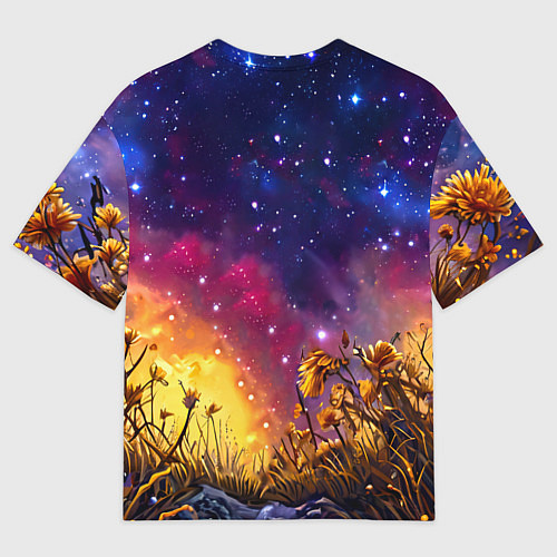 Мужская футболка оверсайз Песец в звездную ночь / 3D-принт – фото 2