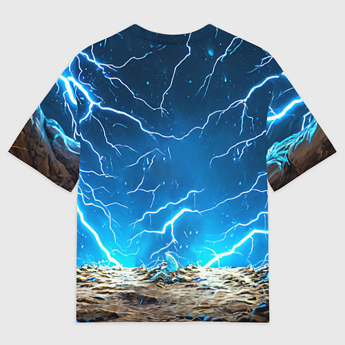 Мужская футболка оверсайз Мамонт и разряды молний / 3D-принт – фото 2