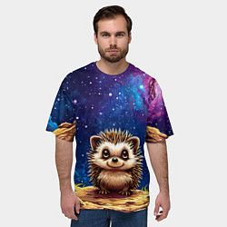 Футболка оверсайз мужская Ежик и звездное небо, цвет: 3D-принт — фото 2