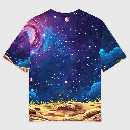 Мужская футболка оверсайз Ежик и звездное небо / 3D-принт – фото 2