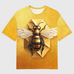 Футболка оверсайз мужская Пчела на золоте, цвет: 3D-принт