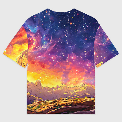 Мужская футболка оверсайз Газель в звездную ночь / 3D-принт – фото 2