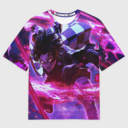 Футболка оверсайз мужская Клинок рассекающий демонов - аниме, цвет: 3D-принт