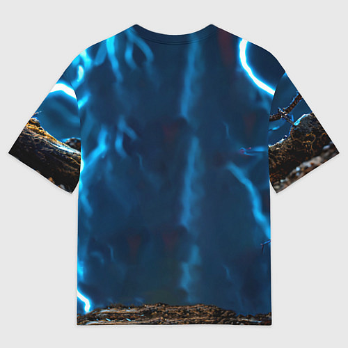 Мужская футболка оверсайз Лемур и удар молнии / 3D-принт – фото 2