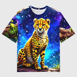 Футболка оверсайз мужская Гепард в звездную ночь, цвет: 3D-принт