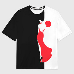 Мужская футболка оверсайз Девушка в красном платье